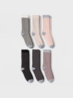 Women's Striped 6pk Crew Socks - A New Day™ Color May Vary 4-10