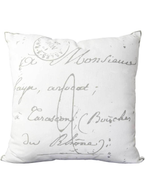 Classical French Script Ivory/charcoal Pillow