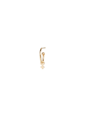 14k Dangle Itty Bitty Female Symbol Charm Huggie Hoop