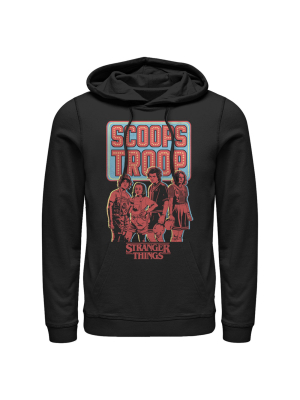 Men's Stranger Things Scoops Troop Character Pose Pull Over Hoodie