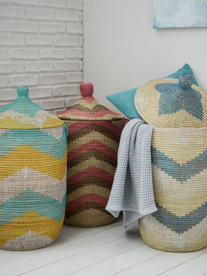 Graphic Woven Large Baskets