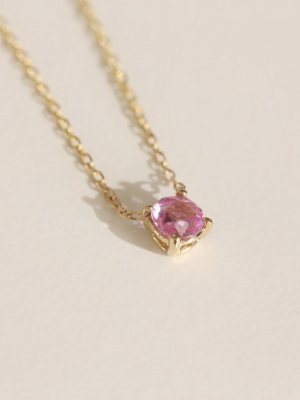 Pink Rose Cut Solitaire Necklace