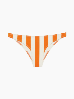 The Rachel Low Rise Bikini Bottom - Marigold Orange Stripe Print