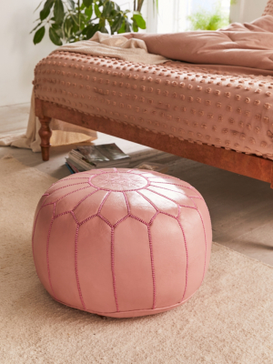 Traditional Leather Floor Pouf