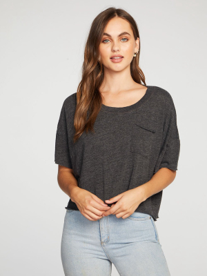 Triblend Jersey Boxy Cropped Short Sleeve Pocket Tee