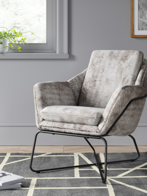 Massey Faux Fur Metal Base Accent Chair Light Gray - Project 62™