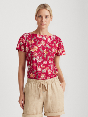 Floral Flutter-sleeve Tee