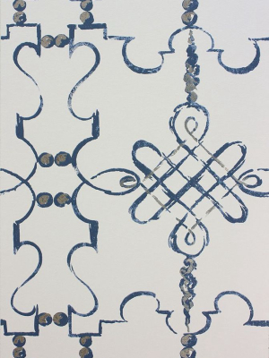 Sample Portavo Wallpaper In Blue From The Les Rêves Collection By Nina Campbell