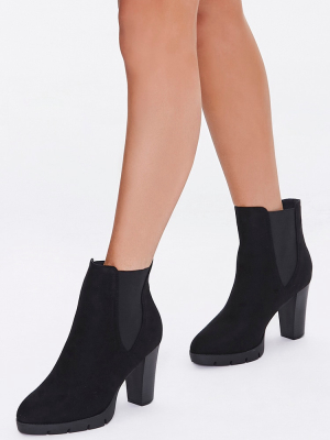 Faux Suede Block Heel Chelsea Boots