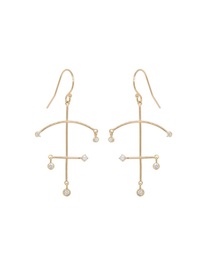 14k Small Bezel Diamond Mobile Earrings