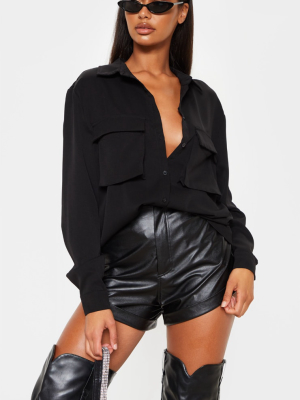 Black Oversized Chiffon Shirt