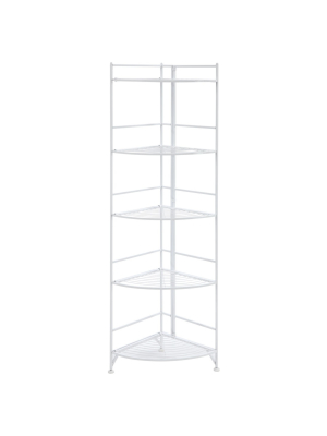 58" 5 Tier Folding Metal Corner Shelf White - Breighton Home