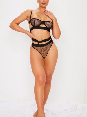 Black Cut Out Mesh Underwired Lingerie Set