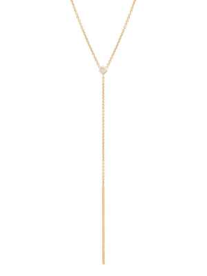 14k Princess Diamond Lariat Necklace