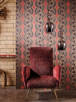 Lempicka Wallpaper In Coral And Dark Dove From The Fantasque Collection By Osborne & Little