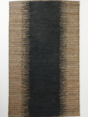 Handwoven Leather & Jute Striped Rug