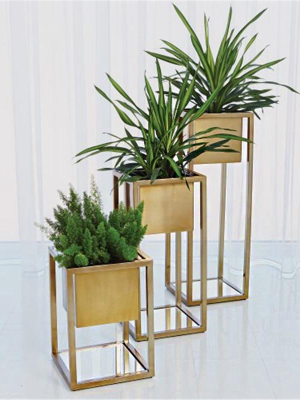 Global Views Escher Pedestal/planter - Brass