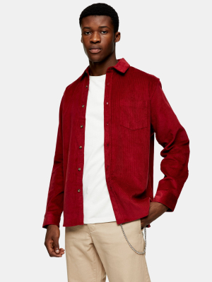 Burgundy Corduroy Slim Shirt