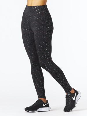 Taper Legging Print: Black/blue Polka Dot Gloss