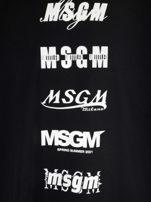 Msgm Multi Logo Printed T-shirt