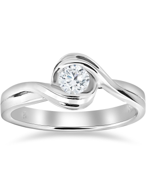 Pompeii3 1/2 Ct Solitaire Round Brilliant Cut Diamond Engagement Ring 14k White Gold