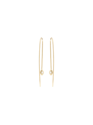 14k Marquise Diamond Wire Threader Earrings