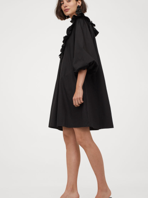 Ruffle-trimmed Cotton Dress