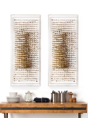 Vertical Golden Feathers Framed Artwork