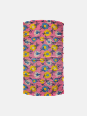 Butterflies Blue Yellow Flowers Neck Gaiter