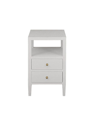 Roscoe Two Drawer Side Table In White Linen