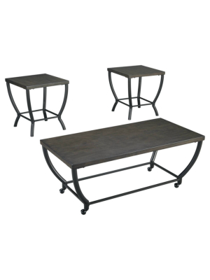 3pc Champori Coffee And End Table Set Grayish Brown - Signature Design By Ashley