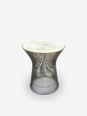 Warren Platner Side Table In 18k Gold With Calacatta Marble Top By Knoll