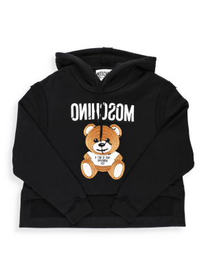 Moschino Embroidered Teddy Bear Cropped Hoodie