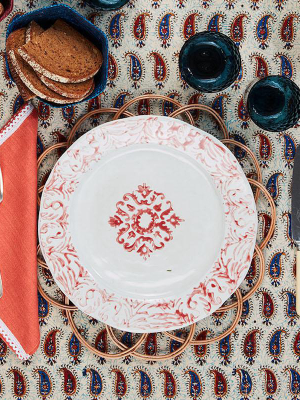 "floral" Dinner Plate Red