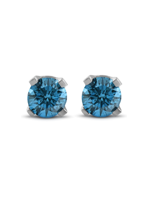 Pompeii3 1/3ct Blue Diamond Studs 14 Karat White Gold