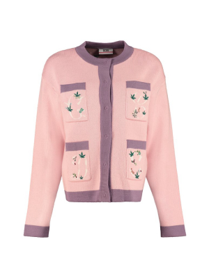 Gcds Floral Intarsia Cardigan