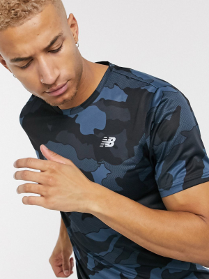 New Balance Running Accelerate T-shirt In Gray Camo Print