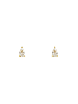 3mm Pear Clear Cz Prong Studs