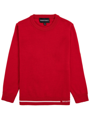 Emporio Armani Kids Logo Intarsia Knit Jumper