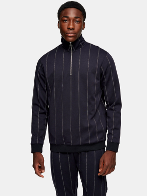 Navy Pinstripe Track Top