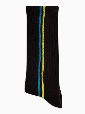 Black Vertical Stripe Tube Socks