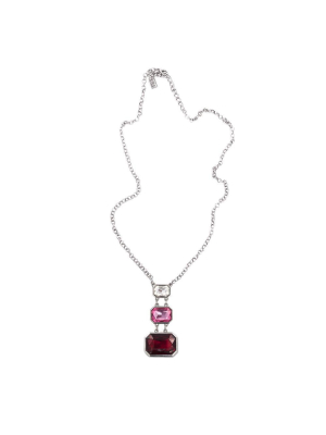 Squared Crystal Cascade Necklace