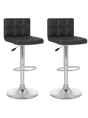 Set Of 2 Adjustable High Back Leatherette Barstool - Corliving