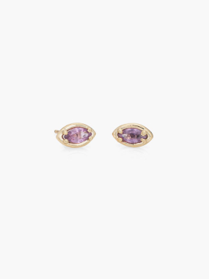 Marguise Eye Studs In 14k Gold & Pink Sapphire