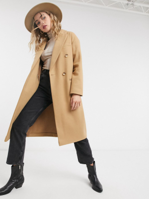 Topshop Tailored Coat In Camel