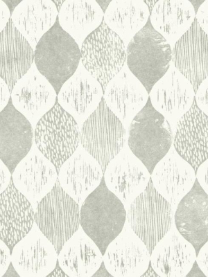 Woodblock Print Wallpaper In Grey From Magnolia Home Vol. 2 By Joanna Gaines