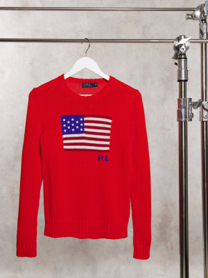 Polo Ralph Lauren Flag Logo Sweater In Red