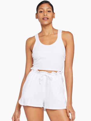 Thalia Organic Rib Crop Top - White Organic Rib