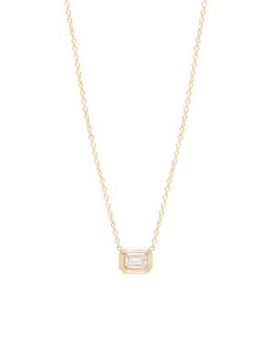 14k Small Emerald Cut Diamond Necklace