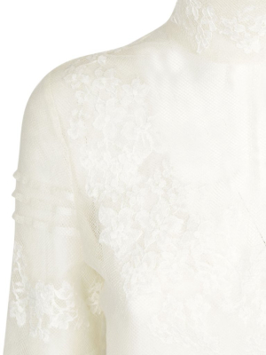 Valentino Floral Embroidered High-neck Blouse